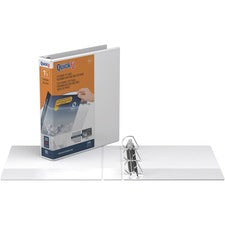QuickFit D-Ring View Binders - 1 1/2" Binder Capacity - Letter - 8 1/2" x 11" Sheet Size - 350 Sheet Capacity - D-Ring Fastener(s) - 2 Internal Pocket(s) - Vinyl - White - Recycled - Print-transfer Resistant, PVC-free, Exposed Rivet - 1 Each
