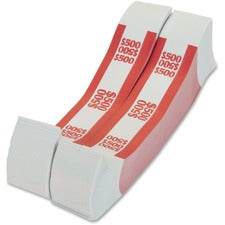 PAP-R Currency Straps - 1.25" Width - Total $500 in $5 Denomination - Self-sealing, Self-adhesive, Durable - 20 lb Basis Weight - Kraft - White, Red