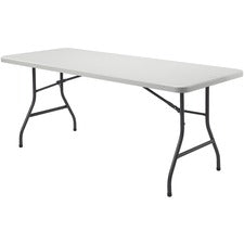 Lorell Rectangular Banquet Table - Light Gray Rectangle Top - Dark Gray Base x 96" Table Top Width x 30" Table Top Depth x 2" Table Top Thickness - 29" Height - Gray