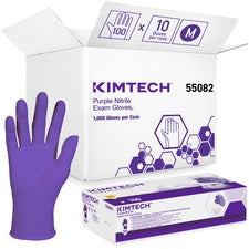 Purple Nitrile Exam Gloves, 242 Mm Length, Medium, Purple, 1,000/carton