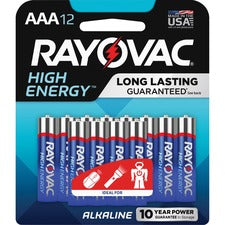 Rayovac Alkaline AAA Batteries - For Multipurpose - AAA - 12 / Pack