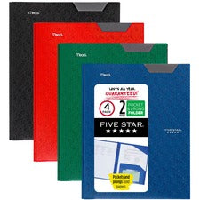 Mead Pocket Folder - 3 x Prong Fastener(s) - 2 Pocket(s) - Assorted - 4 / Pack