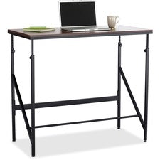 Safco Laminate Tabletop Standing-Height Desk - Melamine Laminate Rectangle, Walnut Top - Powder Coated Base - 48" Table Top Width x 24" Table Top Depth - 50" Height - Assembly Required - Black