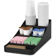 Trove Seven-compartment Coffee Condiment Organizer, 7.75 X 16 X 5.25, Black