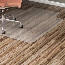 Lorell Nonstudded Hard Floor Wide Lip Chairmat - Tile Floor, Vinyl Floor, Hardwood Floor - 53" Length x 45" Width x 60 mil Thickness - Lip Size 12" Length x 25" Width - Vinyl - Clear