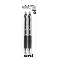 uniball&trade; 207 Gel Pen - Medium Pen Point - 0.7 mm Pen Point Size - Refillable - Retractable - Black Gel-based Ink - 2 / Pack