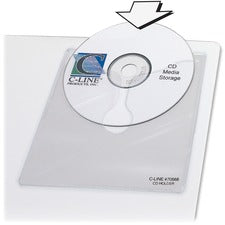 Self-adhesive Cd Holder, 1 Disc Capacity, Clear, 10/pack