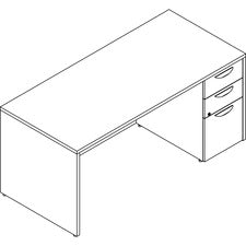 Lorell Prominence 2.0 Gray Elm Laminate Desk Unit - 66" x 30"29" , 1" Top, 0.1" Edge - 3 x File, Box Drawer(s) - Single Pedestal on Right Side - Band Edge - Material: Particleboard - Finish: Thermofused Melamine (TFM)