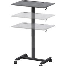 Lorell Height-adjustable Mobile Desk - Weathered Charcoal Laminate Top - Powder Coated Base - 43" Height x 26.63" Width x 19.13" Depth - Assembly Required