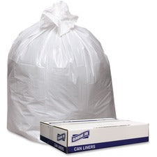 Genuine Joe Low Density White Can Liners - 45 gal Capacity - 40" Width x 46" Length - 0.90 mil (23 Micron) Thickness - Low Density - White - 100/Carton - Industrial Trash