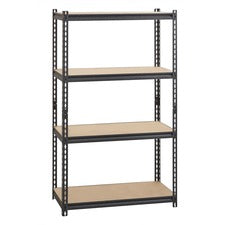 Lorell 2,300 lb Capacity Riveted Steel Shelving - 60" Height x 36" Width x 18" Depth - 30% Recycled - Black - Steel, Particleboard - 1 Each