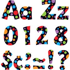 Trend Ready Letter Neon Dots - 83 x Lowercase Letters, 20 x Numbers, 36 x Punctuation Marks, 59 x Uppercase Letters, 18 x Spanish Accent Mark Shape - Pin-up - 4" Height x 8" Length - Assorted - 1 / Pack