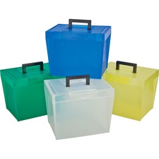 Pendaflex File Box with Handles - External Dimensions: 13.5" Width x 10.3" Depth x 10.9"Height - Media Size Supported: Letter - Latching Closure - Plastic - Clear, Yellow, Green, Blue - For Document - 1 Each
