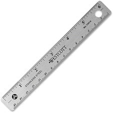 Stainless Steel Office Ruler With Non Slip Cork Base, Standard/metric, 6" Long