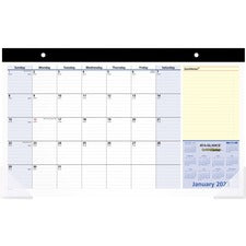 At-A-Glance QuickNotes Monthly Desk Pad - Julian Dates - Monthly - 13 Month - January 2023 - January 2024 - 1 Month Single Page Layout - 17 3/4" x 10 7/8" Sheet Size - Desktop - Black - Poly - 1 Each