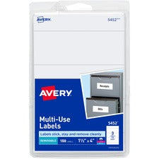 Avery&reg; Removable ID Labels - 4" x 1 1/2" Length - Removable Adhesive - Rectangle - Laser, Inkjet - White - 150 / Pack - Self-adhesive