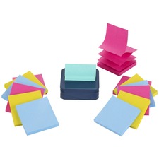 Post-it&reg; Notes Dispenser and Dispenser Notes - 3" x 3" Note - 90 Sheet Note Capacity - Washed Denim, Citron Yellow, Power Pink