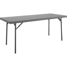 Cosco Zown Corner Blow Mold Large Folding Table - 4 Legs - 4" Table Top Length x 60" Table Top Width - 29.25" Height - Gray - High-density Polyethylene (HDPE), Resin