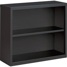 Lorell Fortress Series Charcoal Bookcase - 34.5" x 12.6" x 30" - 2 Shelve(s) - Material: Steel - Finish: Charcoal, Powder Coated