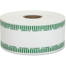 PAP-R Color-coded Coin Machine Wrappers - 1000 ft Length - 1900 Wrap(s)Total $5.0 in 50 Coins of 10� Denomination - 15 lb Basis Weight - Kraft - Green, White