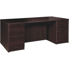 Lorell Prominence 2.0 Espresso Laminate Double-Pedestal Desk - 5-Drawer - 1" Top, 72" x 36"29" - 5 x File, Box Drawer(s) - Double Pedestal - Band Edge - Material: Particleboard - Finish: Espresso Laminate, Thermofused Melamine (TFM)