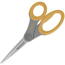Acme United 8" Straight Scissors - Left/Right - Titanium - Straight Tip - Gray/Yellow - 1 Each