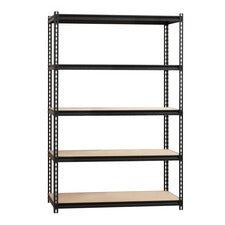 Lorell 2,300 lb Capacity Riveted Steel Shelving - 72" Height x 48" Width x 24" Depth - 30% Recycled - Black - Steel, Particleboard - 1 Each