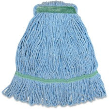 Genuine Joe GJOMBL1B, Narrow Band Medium Mophead, 1 Each, Blue - Synthetic, Rayon, Cotton, Fiber