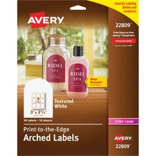 Avery&reg; Arched Labels - Sure Feed - Print-to-the-Edge - 3" Width x 2 1/4" Length - Permanent Adhesive - Arched Rectangle - Laser - Matte White - Paper - 9 / Sheet - 10 Total Sheets - 90 Total Label(s) - 90 / Pack