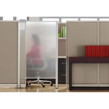 Premium Workstation Privacy Screen, 38w X 64d, Translucent Clear/silver