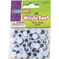 Creativity Street Children's Art Wiggle Eyes - Art Project - 50 Piece(s) x 0.4"Diameter - 50 / Pack - Black, White