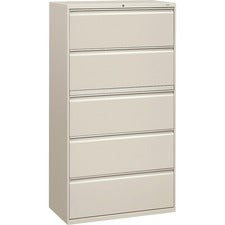 HON Brigade 800 H885 Lateral File - 36" x 18" x 67" - 5 Drawer(s) - Finish: Light Gray