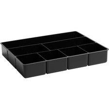 Extra Deep Desk Drawer Director Tray, Seven Compartments, 11.88 X 15 X 2.5, Plastic, Black