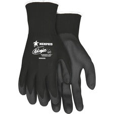 MCR Safety Ninja HPT Nylon Safety Gloves - Small Size - Black - Anti-bacterial - For Landscape, Material Handling - 1 Each
