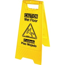 Genuine Joe Universal Graphic Wet Floor Sign - 1 Each - Wet Floor Print/Message - Foldable - Yellow