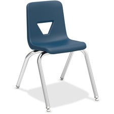 Lorell 16" Seat-height Stacking Student Chairs - Four-legged Base - Navy - Polypropylene - 4 / Carton