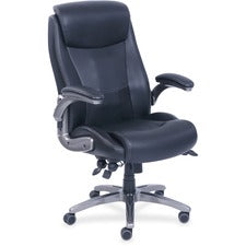 Lorell Revive Executive Chair - Black Bonded Leather Seat - Black Bonded Leather Back - 5-star Base - 1 Each
