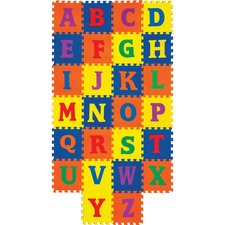 Creativity Street WonderFoam Alphabet Carpet Tiles - 12" Length x 12" Width - Square - Assorted - Foam