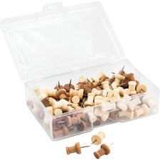 Fashion Push Pins, Wood, Assorted, 0.38", 100/pack