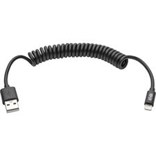 Tripp Lite Lightning Connector USB Coiled Cable - 4 ft Lightning/USB Data Transfer Cable for Desktop Computer, iPhone, iPad, iPod, Notebook, Charger - First End: Lightning - Second End: USB Type A - Nickel Plated Connector - Black - 1 Each