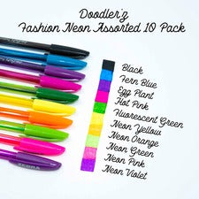 Zebra Doodler'z Gel Stick Pen Set - Bold Pen Point - 1 mm Pen Point Size - Assorted Neon Gel-based, Water Based Ink - Translucent Barrel - 1 / Pack