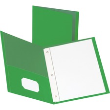 Business Source Letter Recycled Pocket Folder - 8 1/2" x 11" - 100 Sheet Capacity - 3 x Prong Fastener(s) - 1/2" Fastener Capacity - 2 Inside Front & Back Pocket(s) - Leatherette - Green - 35% Recycled - 25 / Box