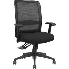 Lorell Executive High-Back Mesh Multifunction Chair - Black Fabric Seat - Black Back - Steel Frame - 5-star Base - Black - 1 Each