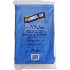 Genuine Joe Plastic Rectangular Table Covers - 108" Length x 54" Width - Plastic - Blue - 6 / Pack