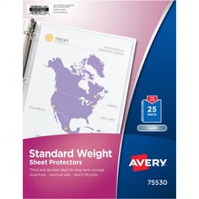Avery&reg; Standard-Weight Sheet Protectors - For Letter 8 1/2" x 11" Sheet - Clear - Polypropylene - 25 / Pack