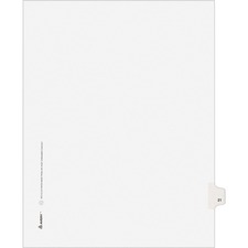 Avery&reg; Individual Legal Exhibit Dividers - Avery Style - 1 Printed Tab(s) - Digit - 21 - 1 Tab(s)/Set - 8.5" Divider Width x 11" Divider Length - Letter - White Paper Divider - White Tab(s) - 25 / Pack