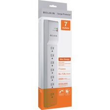 Home/office Surge Protector, 7 Ac Outlets, 6 Ft Cord, 2,320 J, White
