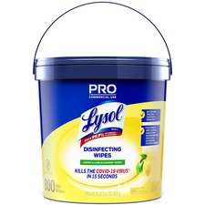 Lysol Disinfecting Wipe Bucket w/Wipes - Ready-To-Use Wipe - Lemon & Lime Blossom Scent - 6" Width x 8" Length - 800 Each - White