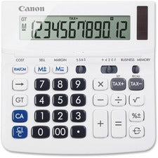 Canon TX-220TS Handheld Display Calculator - Tilt Display, Adjustable Display, Dual Power, Easy-to-read Display, Auto Power Off, Sign Change - Battery/Solar Powered - 1.2" x 5.7" x 5.7" - White - 1 Each