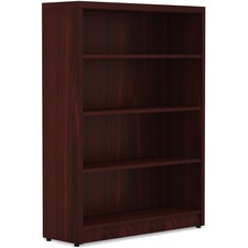 Lorell Chateau Bookshelf - 1.5" Top, 36" x 11.6"48.5" Bookshelf - 4 Shelve(s) - Reeded Edge - Material: P2 Particleboard - Finish: Mahogany